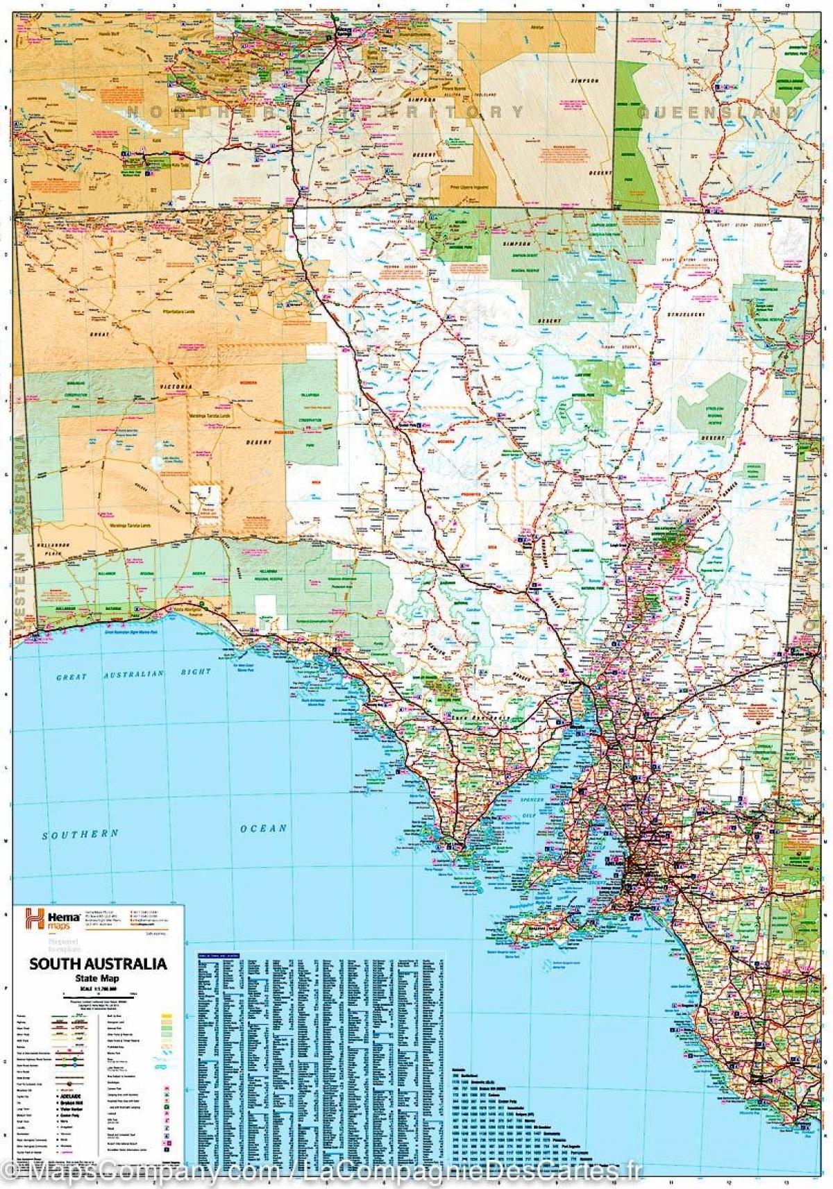 karta iz južne Australije