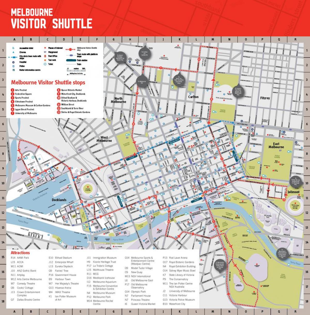 Melbourne grad atrakcije mapu
