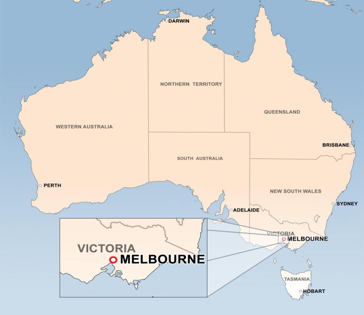 mapa Melburnu Australiju