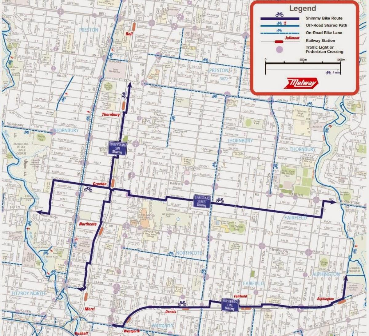 mapa Melburnu bicikl podijeliti