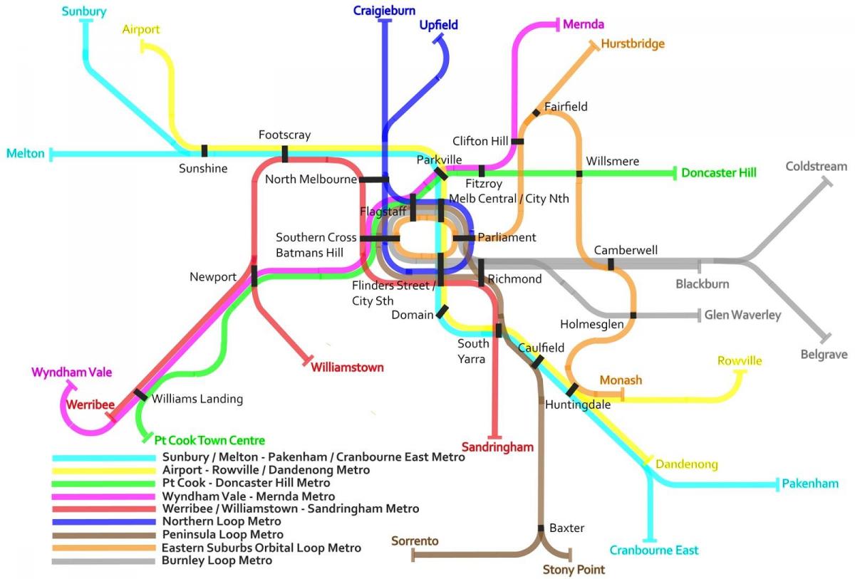 metro voz mapu Melburnu