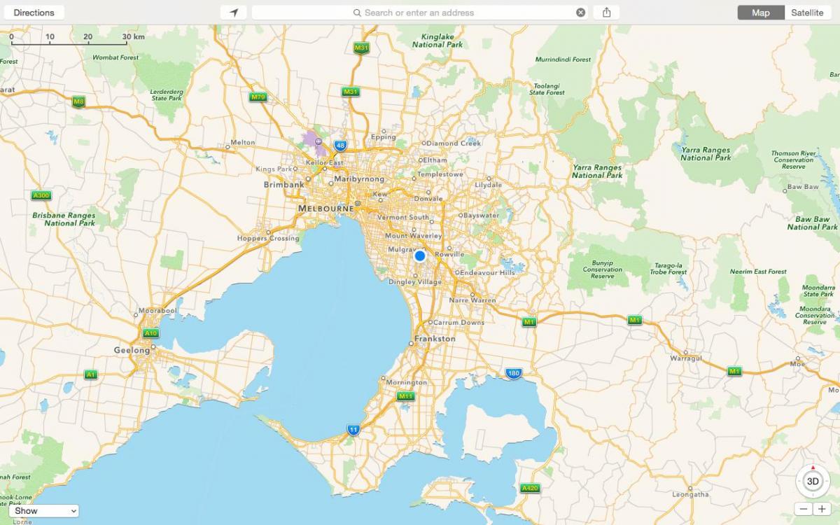 karta u Melburnu i predgrađa