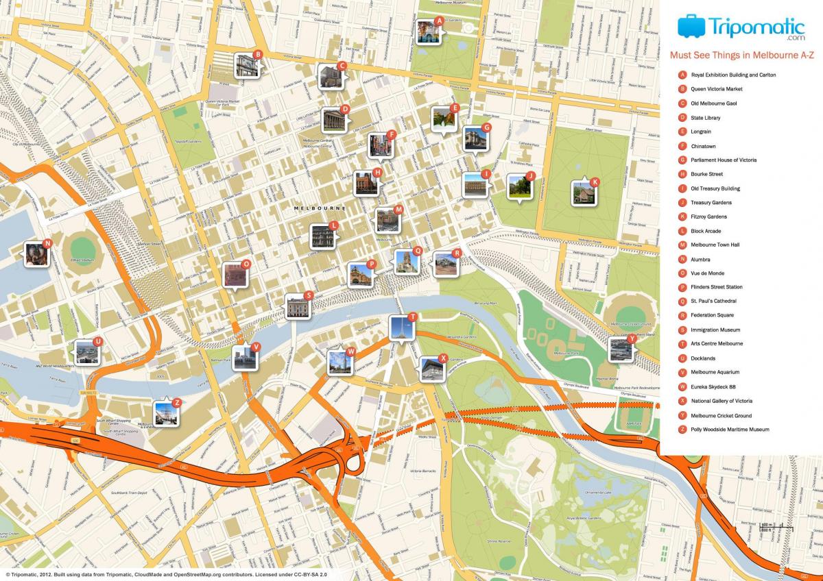 Melbourne turizam mapu
