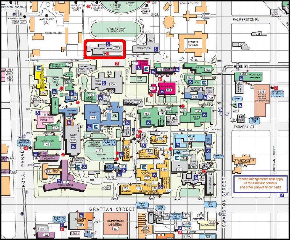 mapa Melburnu univerziteta