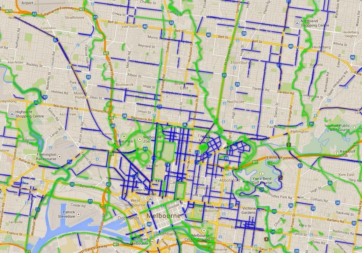 biciklističke staze Melburnu mapu