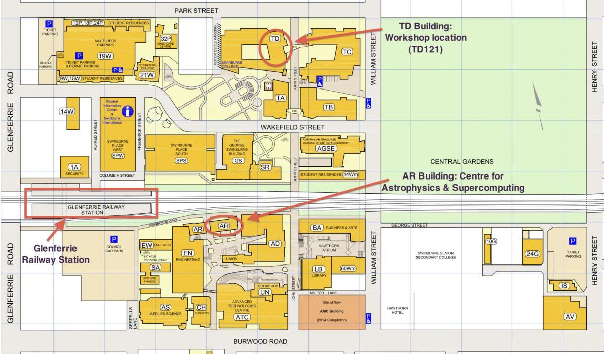 mapa Swinburne kampusu